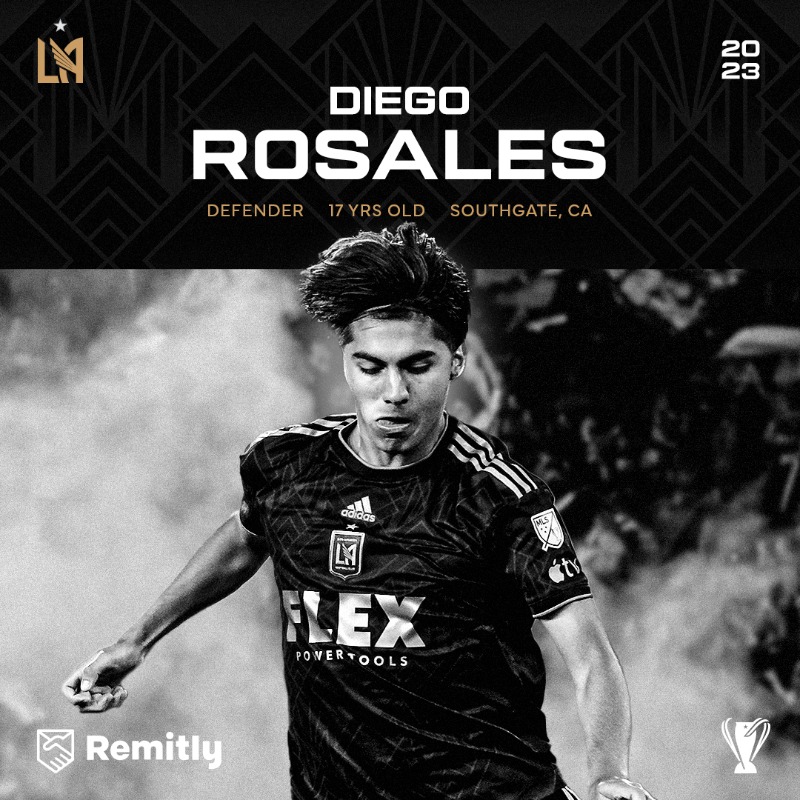 LAFC's tweet photo. Diego Rosales is Black &amp; Gold.

📝 #LAFC signs defender Diego Rosales to a Homegrown Contract through 2023 with Club options through 2026.

🤝 LAFC Transfers presented by @remitly.