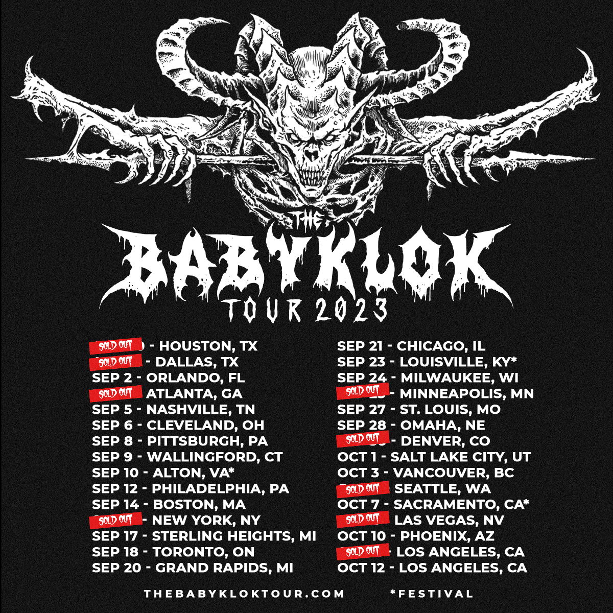 The BABYKLOK Tour with @BABYMETAL_JAPAN is selling fast. Get tickets and VIP packages before they're gone: thebabykloktour.com
