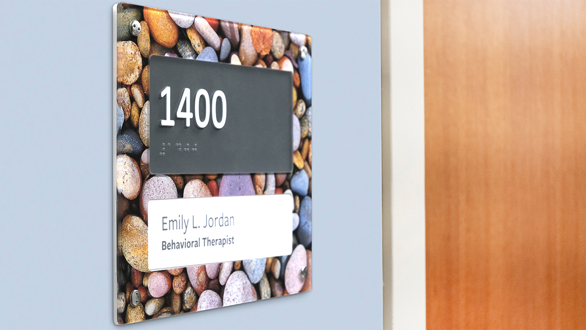 Empath by <a href="/Takeform/">Takeform</a>. A sign system redefining behavioral health #signage by blending aesthetics and safety. Empath features ligature-resistant design, impact-proof construction, &amp; mounting options. #healthcaredesign #NeoCon2023 #behavioralhealth #sponsored