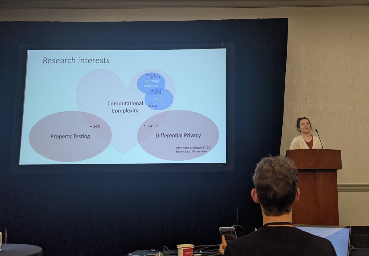 lglinskih's tweet image. Today I gave a 2 minutes long talk at #STOC2023 about myself and my research interests.

Shortly: I love complexity and I need a new job starting May 2024. Pls, hire me!