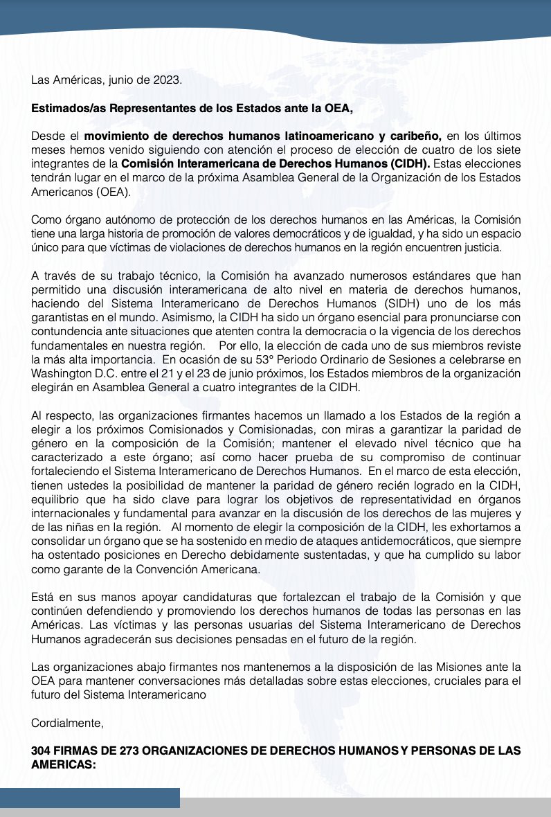 GqualCampaign's tweet photo. 🚨Desde #GQUAL suscribimos-junto a 304 organizaciones y personas- este llamado a los Estados de la región a elegir las personas comisionadas de la @CIDH con miras a garantizar la paridad⚖️, mantener el elevado nivel técnico y a seguir fortaleciendo el SIDH
https://t.co/dV88LBRzjv https://t.co/O1C5jZsbq4