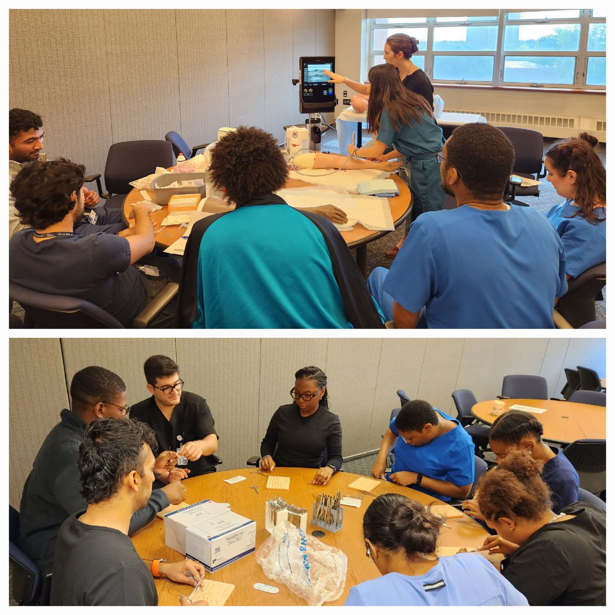 MSingh_MD's tweet image. Part 2 of our #TransitionToClerkship program for the @CSOM_Official 2nd year medical students to help them excel on rotations #SimulationSavesLives #Debriefing #POCUS #Suturing #EKG #Defib #Fingerstick #SophieDavisAlumni #MedTwitter @CityCollegeNY @JacobiHosp #HealthSIMNYC