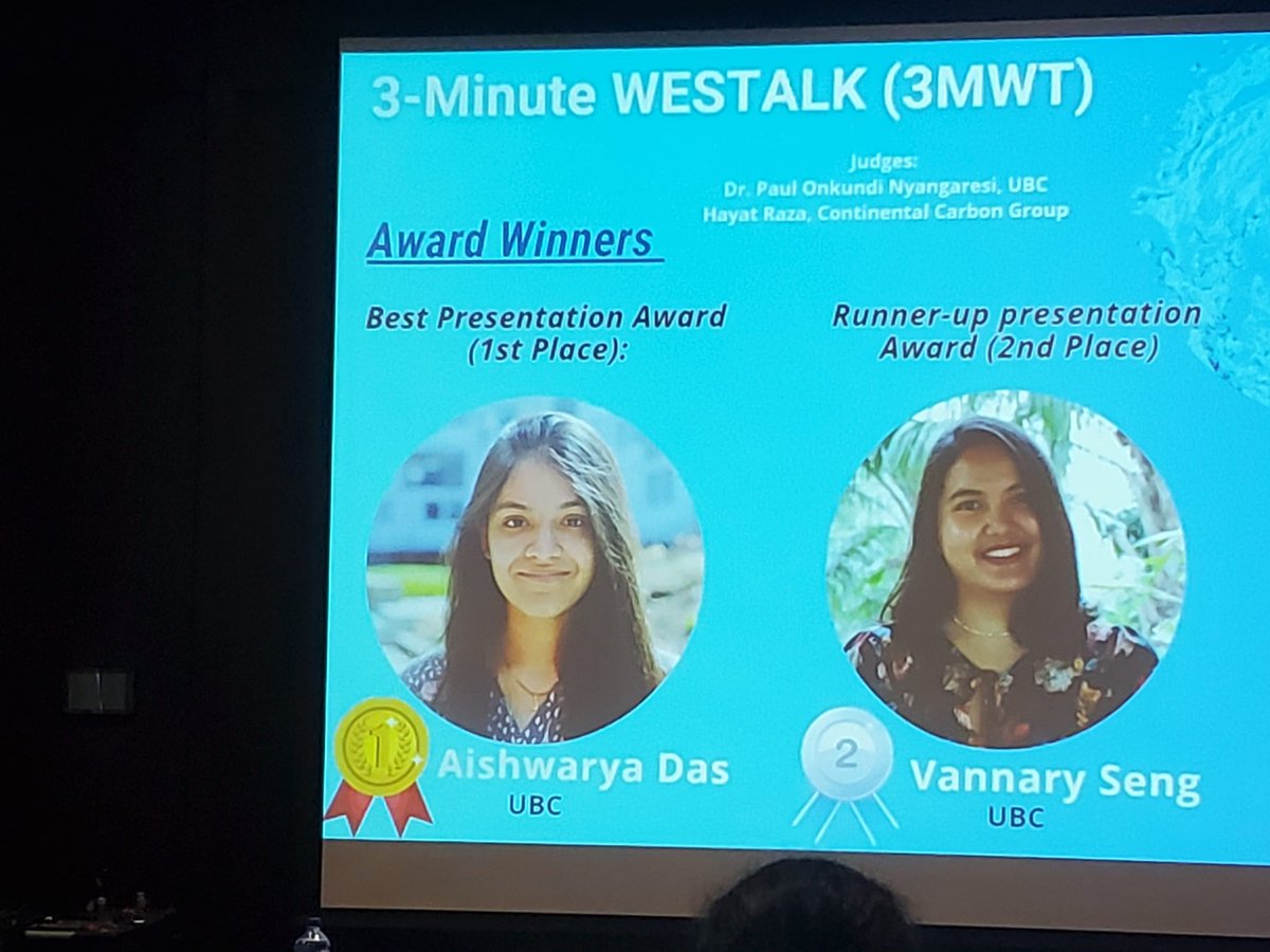 Also: Aishwarya (<a href="/aishwaryaxdas/">Aishwarya</a>) received the best presentation award in 3MWT for her talk on "iron amendments for TrOCs degradation" at <a href="/west_conference/">Water and Environment Student Talks Conference</a> !! Cheers 🎉