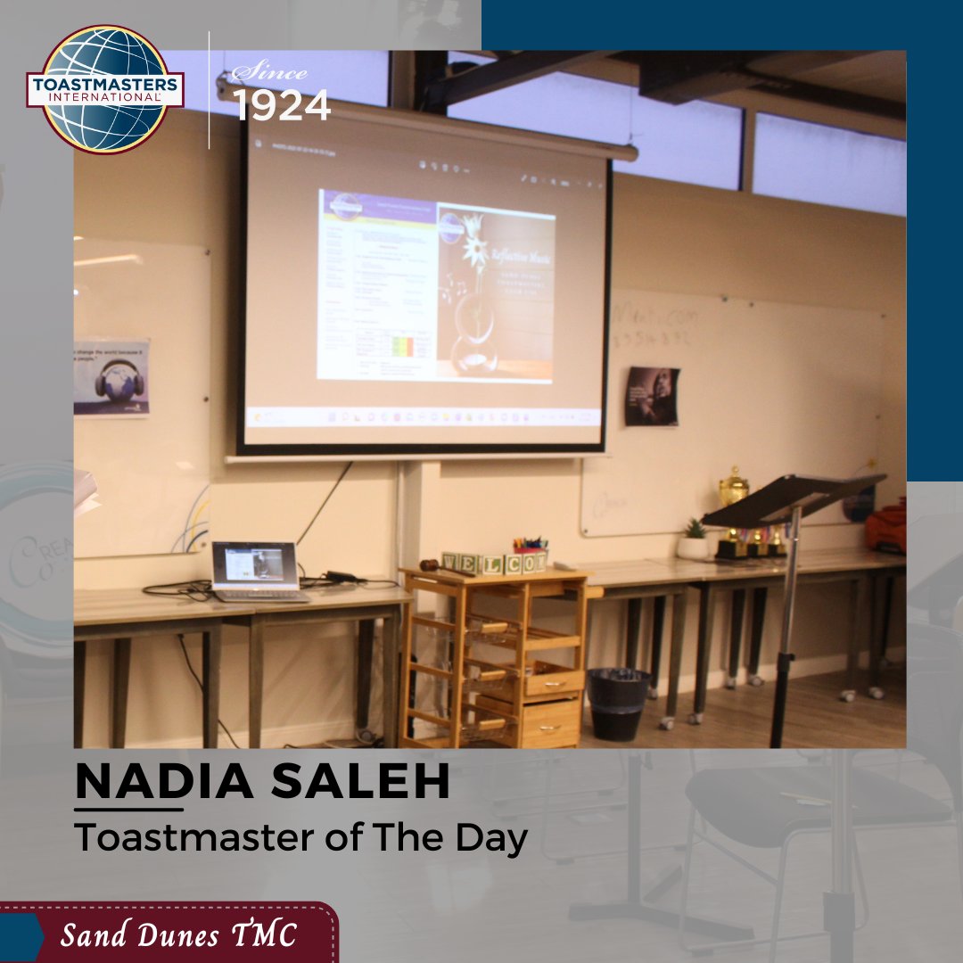 The session was expertly led by TM Nadya Saleh.

Her ideas on the subject are truly wonderful, and there are many ways to exercise our minds and make them sharp and active.

Thank you

#toastmastersinternational #leadershipdevelopment  #toastmastersclub 

Sponsors @coREACHco