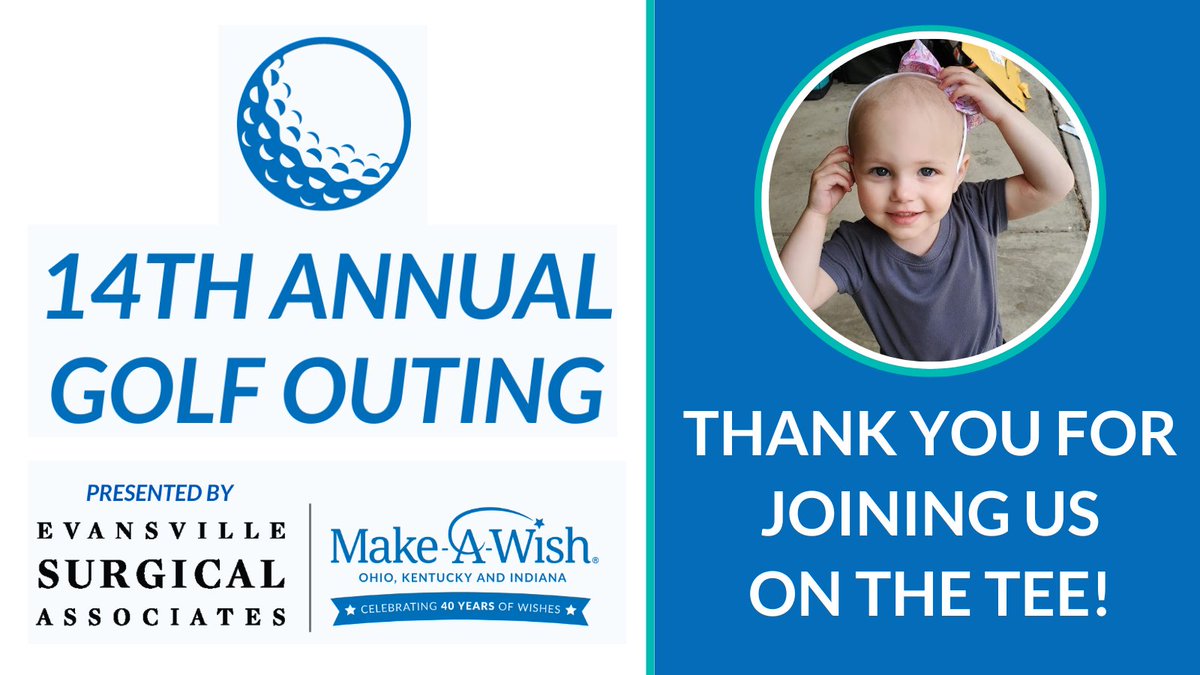 Thank you for joining us on the tee to grant life-changing wishes for children with critical illnesses at the 14th Annual Make-A-Wish Golf Outing Presented by @Evansville_Surg ⭐ Couldn't join us? Grant wishes through our silent auction until June 30: one.bidpal.net/evvgolf/browse…
