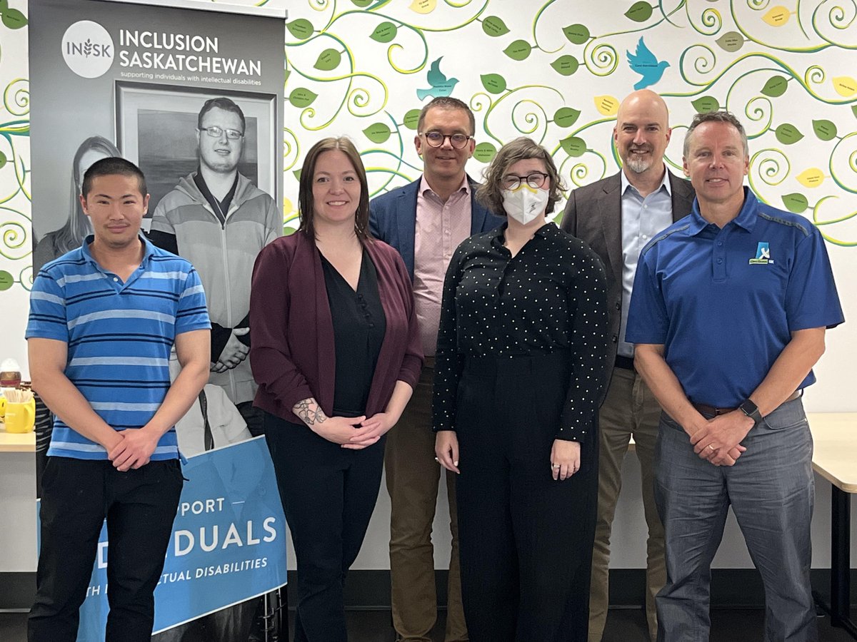 InclusionSK's tweet photo. Person-Centered Consultant Aiden Young and Acting Director of Inclusion Brittany Acton met with team members from @ElectionsSask, @IFES1987, and @JSGSPP to highlight the experiences of people who experience intellectual disability when they vote in provincial elections. https://t.co/K0HQDDoqbg