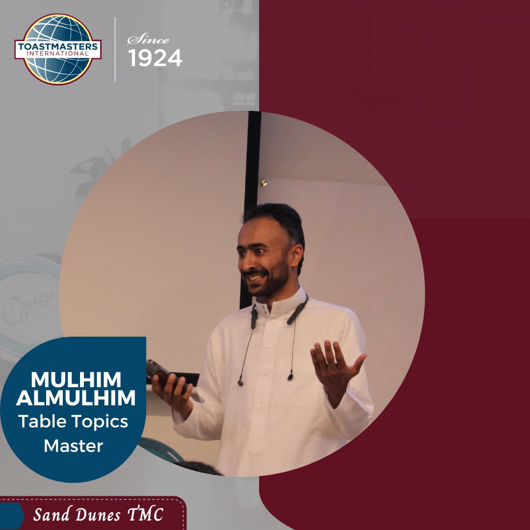 Everyone loved the table discussions, which were professionally
led by TM Mulhim AlMulhim.

Participating in table-topic sessions is the best approach to improve at impromptu speaking.

#toastmastersinternational  #leadershipdevelopment #toastmastersclub 

Sponsors @coREACHco