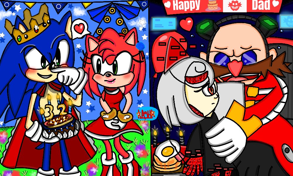 #SonicTheHedgehog #Sonic #Amy #DrEggman  #SonAmy #Sage #draw #birthday #Sonic32nd #fanart 
It's already midnight on June 23 so i can already say it Happy 32nd birthday Sonic and Dr. Eggman!
un dibujito  en su honor con Amy y Sage que les obsequiaron regalos 💙💕🎂🥹 a festejar!