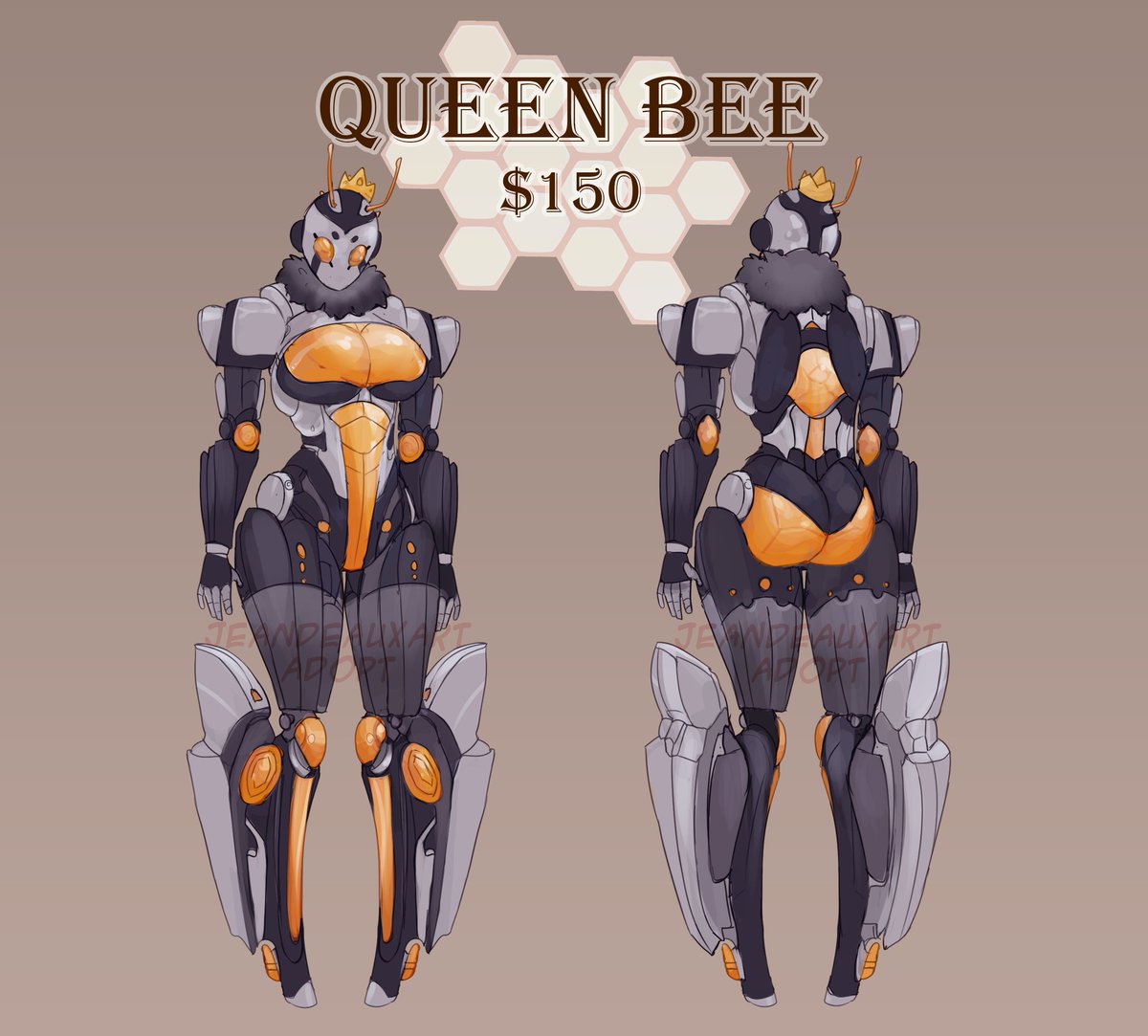 jeandeauxart's tweet image. Queen Bee Robot Adopt!   
Asking 1⃣5⃣0⃣ (or best offer!)   
#adopt #robotoc #charcaterdesign