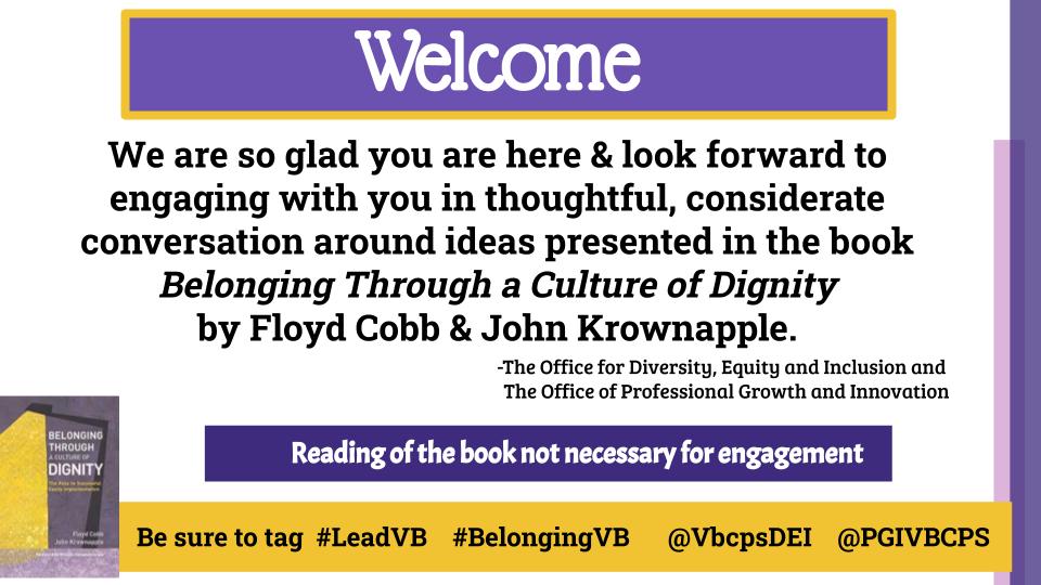 PGIVBCPS's tweet photo. @VbcpsDEI and @PGIVBCPS are so excited to launch this summer's Twitter chat, a great place to awaken thoughts, build connections with other educators, and reflect on key ideas around belonging and dignity. #VBLead #BelongingVB https://t.co/gEpyWpNMiJ