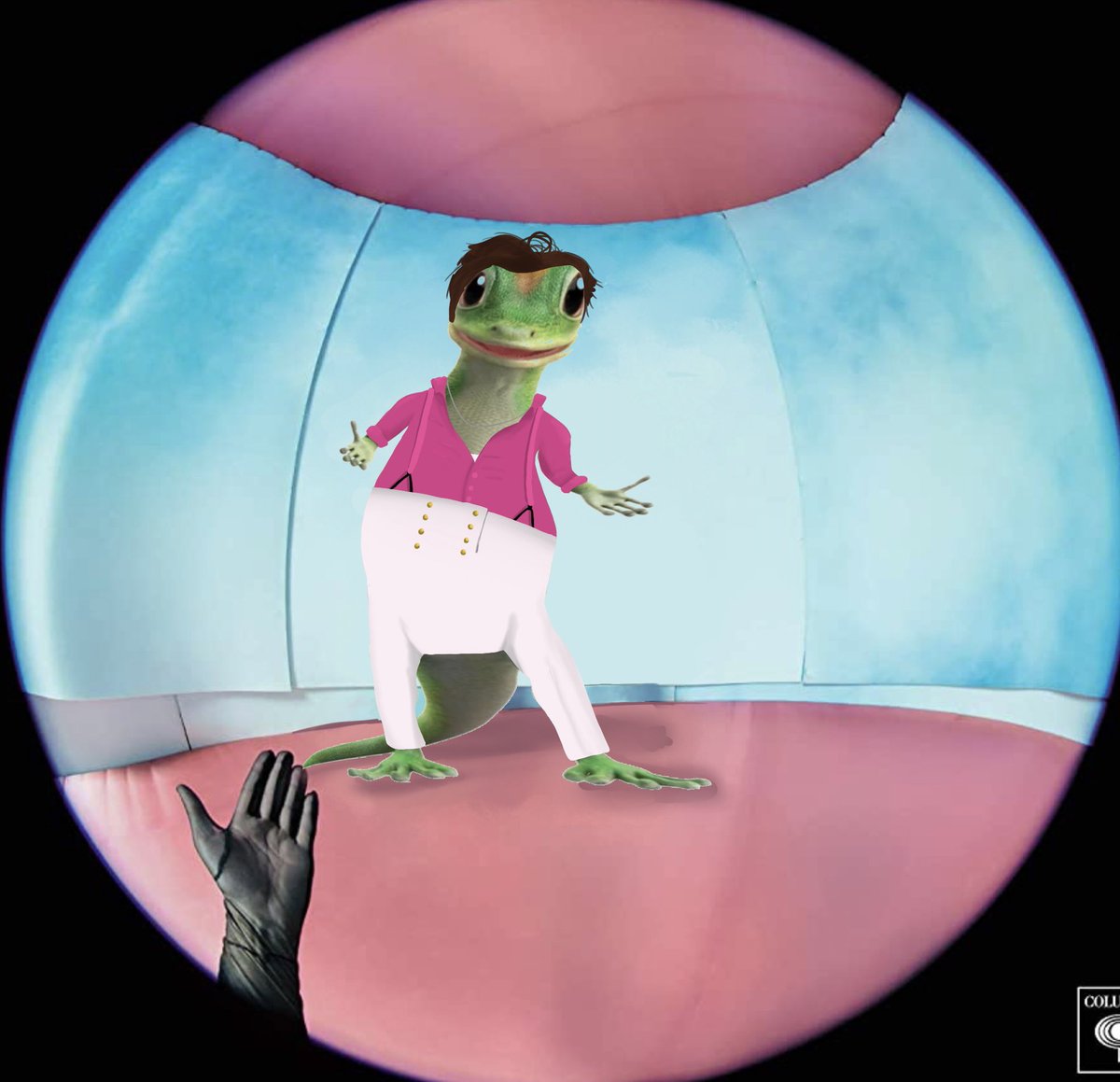 deadendkeepout's tweet photo. if anyone was wondering here’s what harry styles would look like if he was the geico lizard https://t.co/ftOYjhjgQM