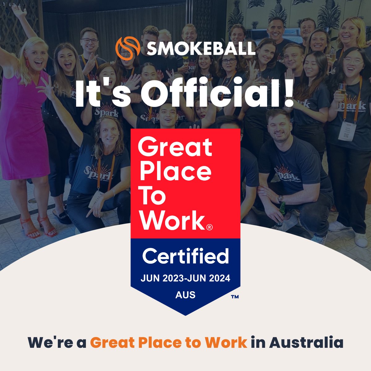 Smokeball is delighted to announce that we have been certified as a Great Place to Work for 2023!

We currently have several open positions in our growing team. Join our incredible team on our climb to the summit: ow.ly/Ie0s50OUrOC