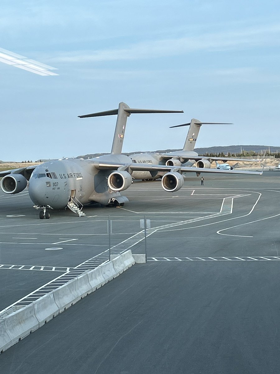 Two US Air Force C-17s at #YYT this evening. #OceanGate #nltraffic