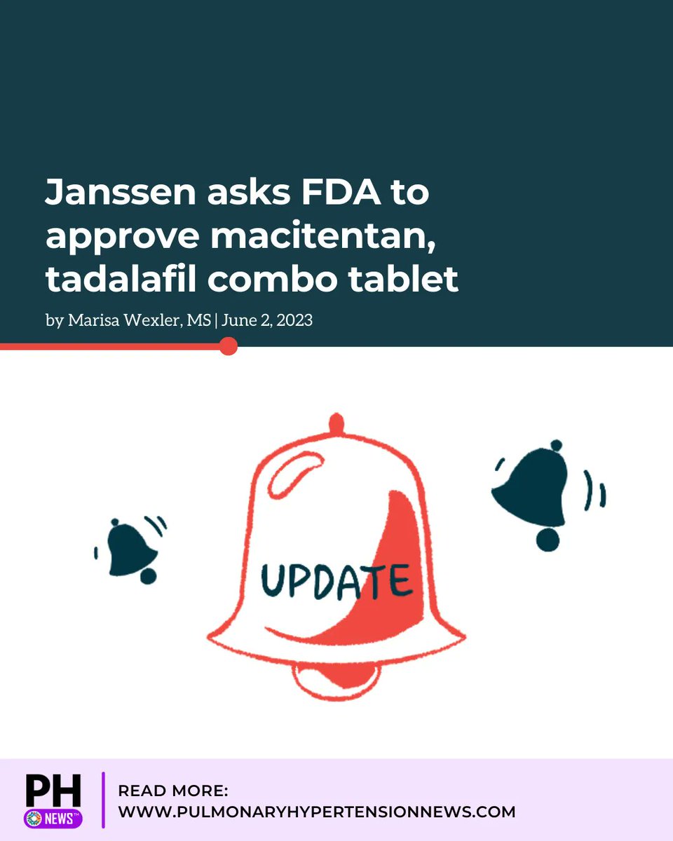 Both macitentan and tadalafil are approved for PAH. Now, Janssen Pharmaceuticals has applied for a combo tablet treatment. buff.ly/46dA7TK

#PAH #PHnews #livingwithPH #PHresearch #pulmonaryarterialhypertension