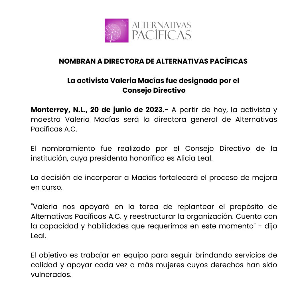 Alternativas Pacíficas A.C. tweet media