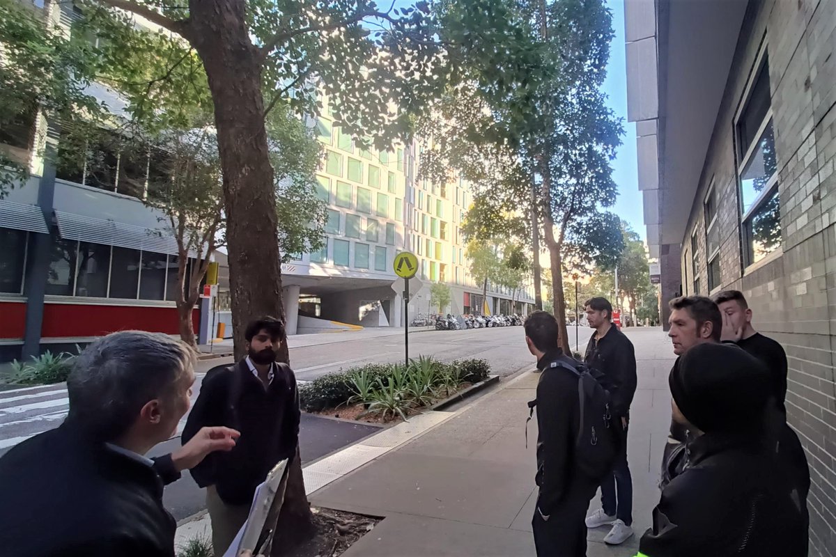 CPPWind's tweet image. Solar glare is at its highest during Winter Solstice. Our team took a walking tour of Darling Harbour to further educate our engineers on reflectivity and the mitigation options we&apos;ve developed to reduce the disability &amp;amp; risk to drivers. #tallbuildings #reflectivity #solarglare