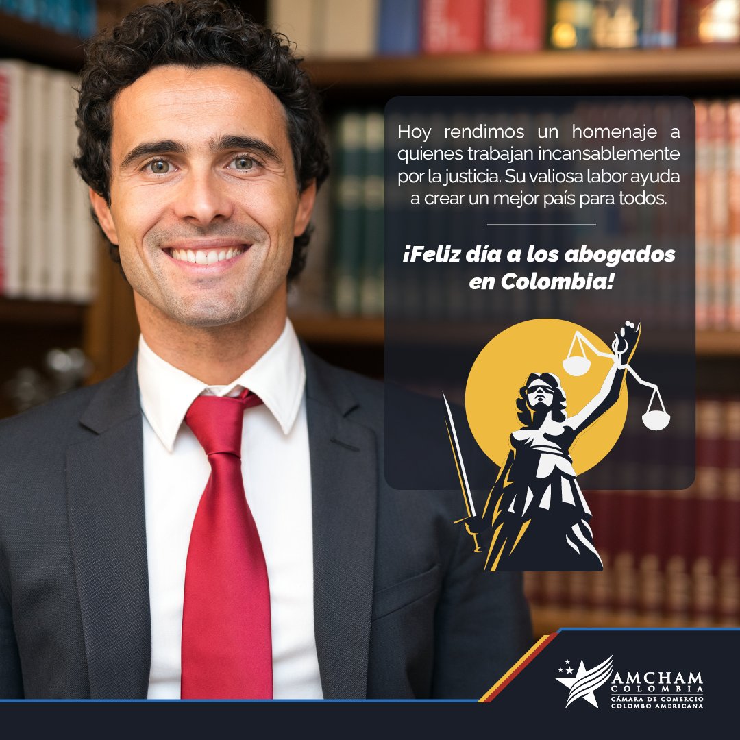 #FelizJueves | ¡Hacemos un reconocimiento a todos los #abogados del país en su día! ⚖️ 👏 Especialmente, a los integrantes de nuestras firmas legales afiliadas, quienes con su labor facilitan los negocios en Colombia, Estados Unidos y el mundo. 

¡Feliz #DíaDelAbogado!