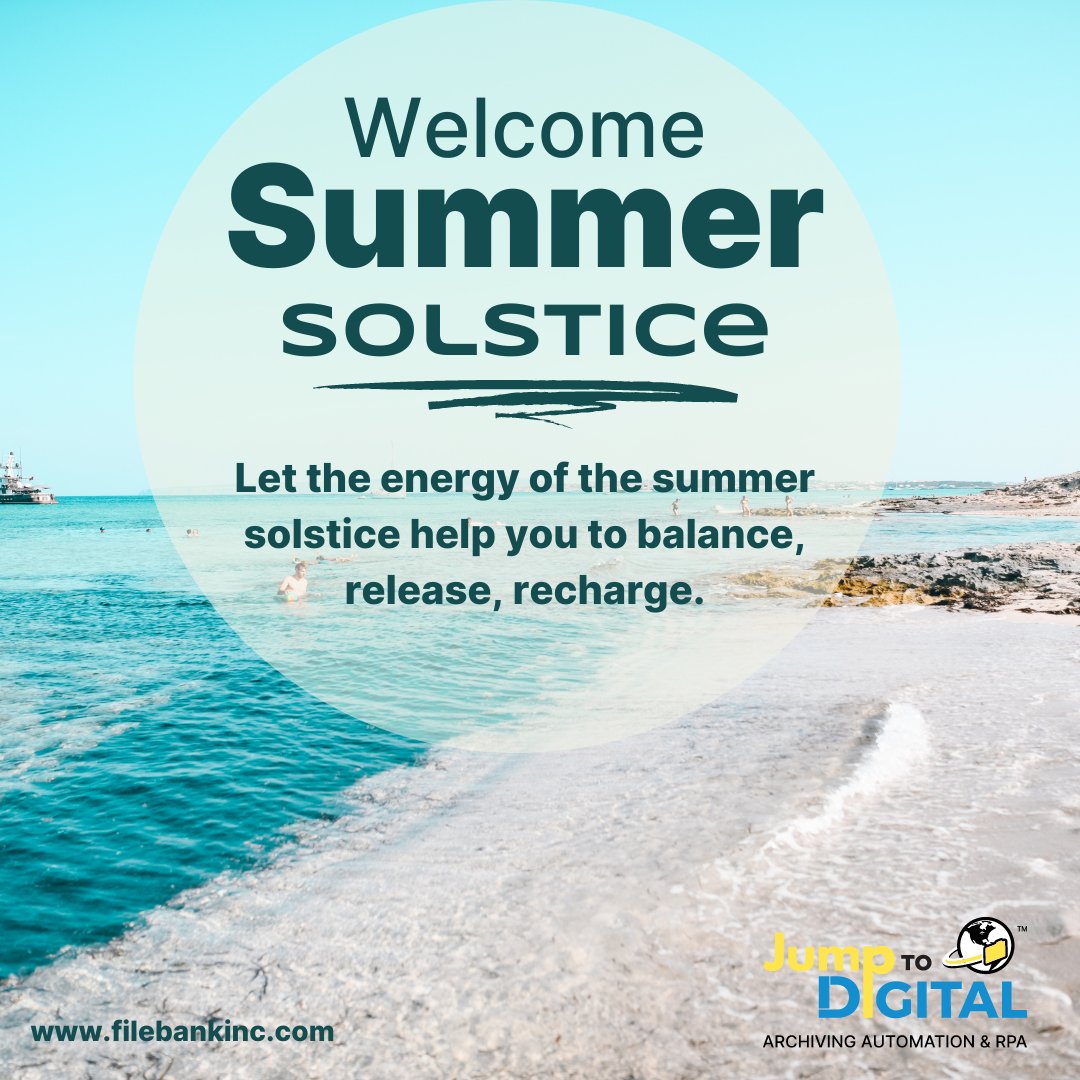 FileBankInc's tweet image. The summer solstice is a time for strength and vitality for, action and movement. As we ponder this inspiration to move forward, perhaps we want to think about going paperless. FileBank can help. #SummerSolstice #FileBankInc #JumpToDigital