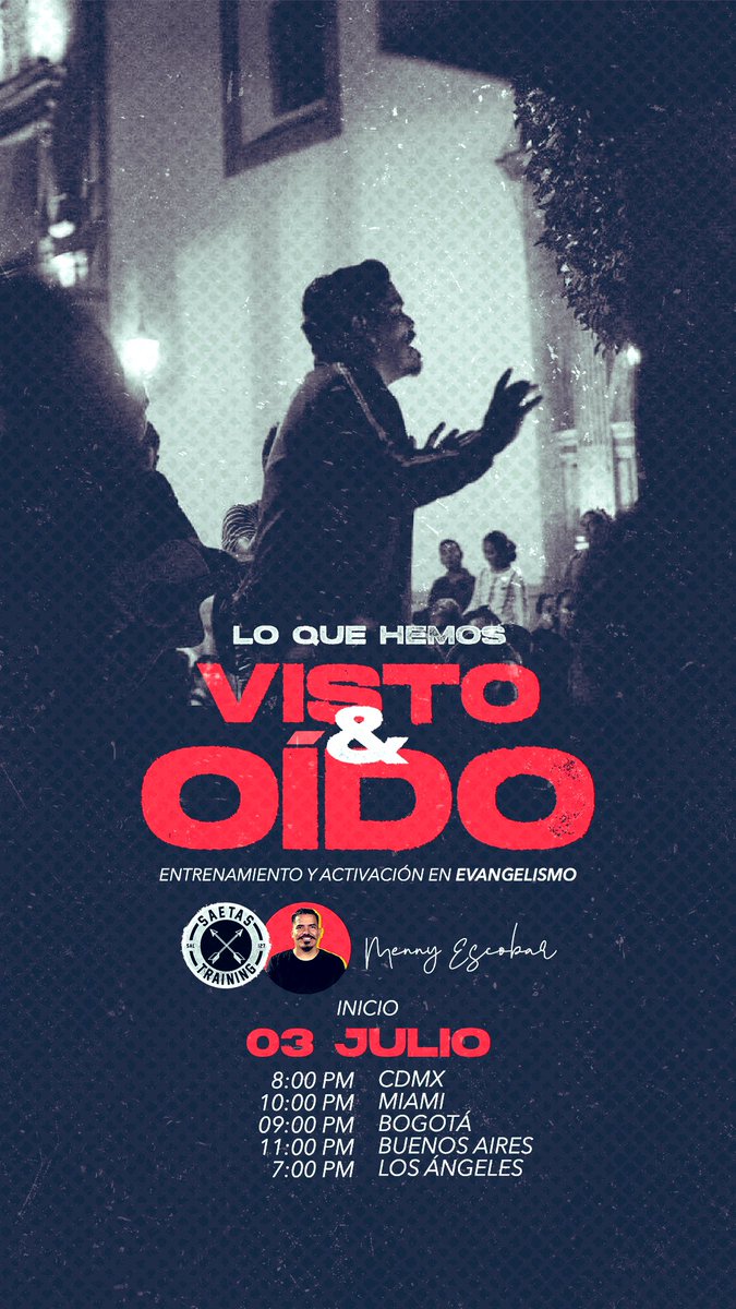 ¡Estamos muy emocionados por comenzar “LO QUE HEMOS VISTO Y OÍDO”!📣
 
💬¿Qué es? Un Entrenamiento en Evangelismo, creemos que será un tiempo de activación y revelación en el llamado que tenemos como iglesia de Cristo!! 
 Para más info e Inscripciones 
➡️ wa.me/525630063311