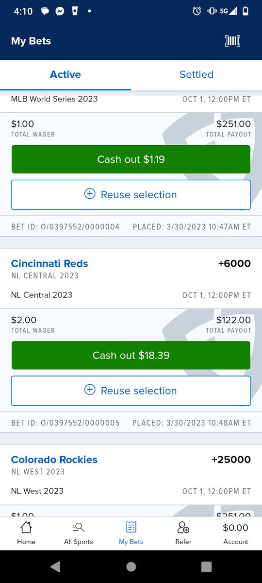 @LanceMcAlister 3.00dollars for #Reds to #winitAll does not look too bad right now #sportsbettingpicks #11inarowandcounting #MLBspoilers