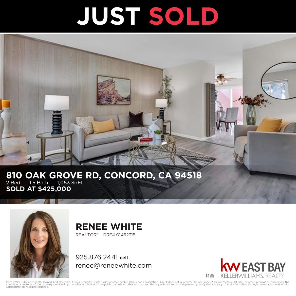 Just sold by Renee White, 810 Oak Grove Rd
#kellerwilliams #bayarearealestate #bayarearealtor