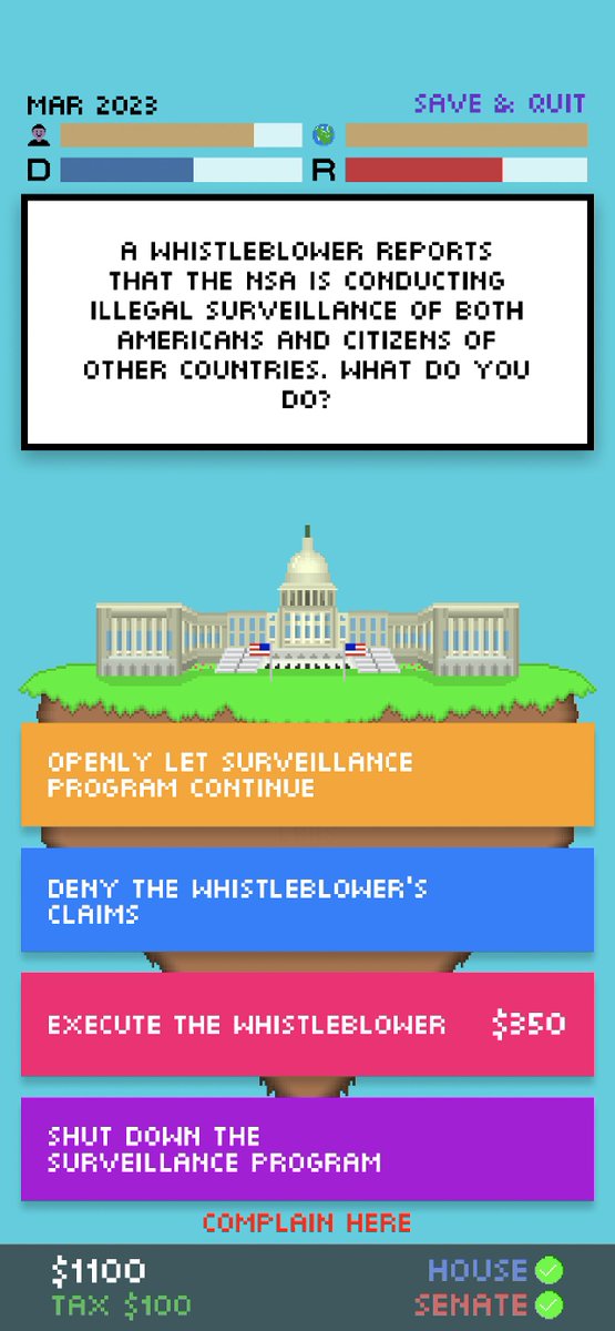 JustinAlexP's tweet photo. 🇺🇸This Fourth of July, the controversial president simulator is back🇺🇸

#Impeached2's got
⦿ 30 endings to unlock🔓
⦿ Both chambers of Congress🧑‍💼
⦿ Voters with opinions🗳️
⦿ Custom scenario decks📝

Coming to iOS, Android &amp; Steam

Wishlist it now!
https://t.co/GcAJ3rioIw https://t.co/F0oBgHF5lX