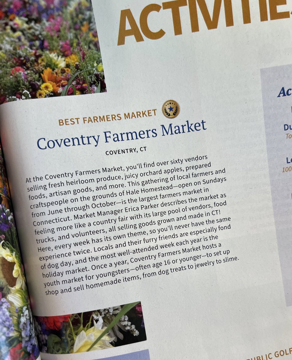 THANK YOU!! We just got our copy of @connecticutmag and it’s amazing and humbling news! Thanks for voting your market Best Farmers Market in CT again! 

#humbled #thankyou #ctmagazine #farmersmarket #ctgrown #ctmade #visitct #coventryfarmersmarket #loveyourmarket #bestof