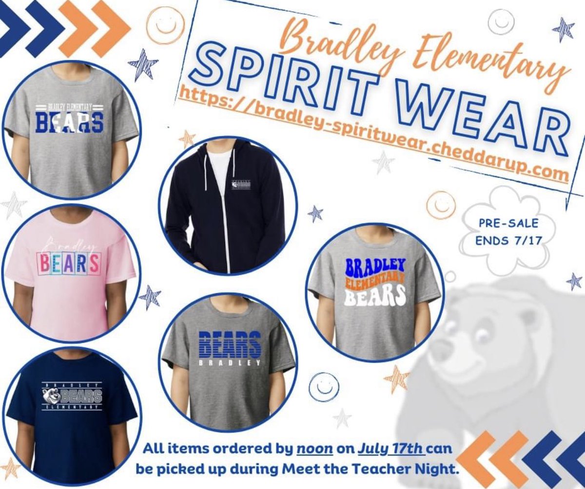 📢We're excited to announce Bradley Spirit Wear is now available for purchase ! 🤩

💻Visit bradley-spiritwear.cheddarup.com to place your order today! 💻