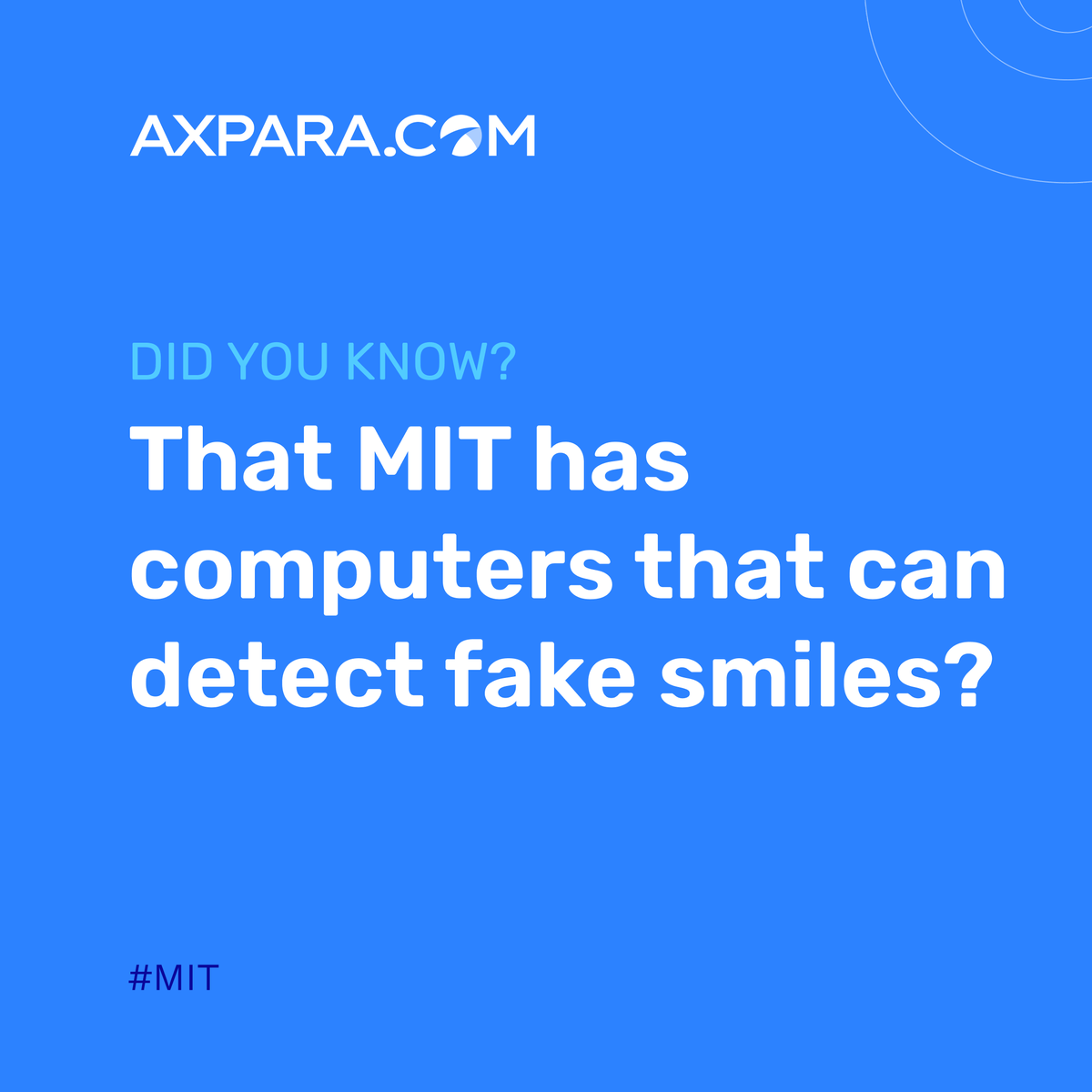 Axpara_com's tweet photo. Fact of the day: MIT's cutting-edge smile detection technology sets new standards in tech innovation! 😁🔬🖥️ #MITTechRevolution #TechInnovation #TechBreakthrough https://t.co/bNXyzweAd0