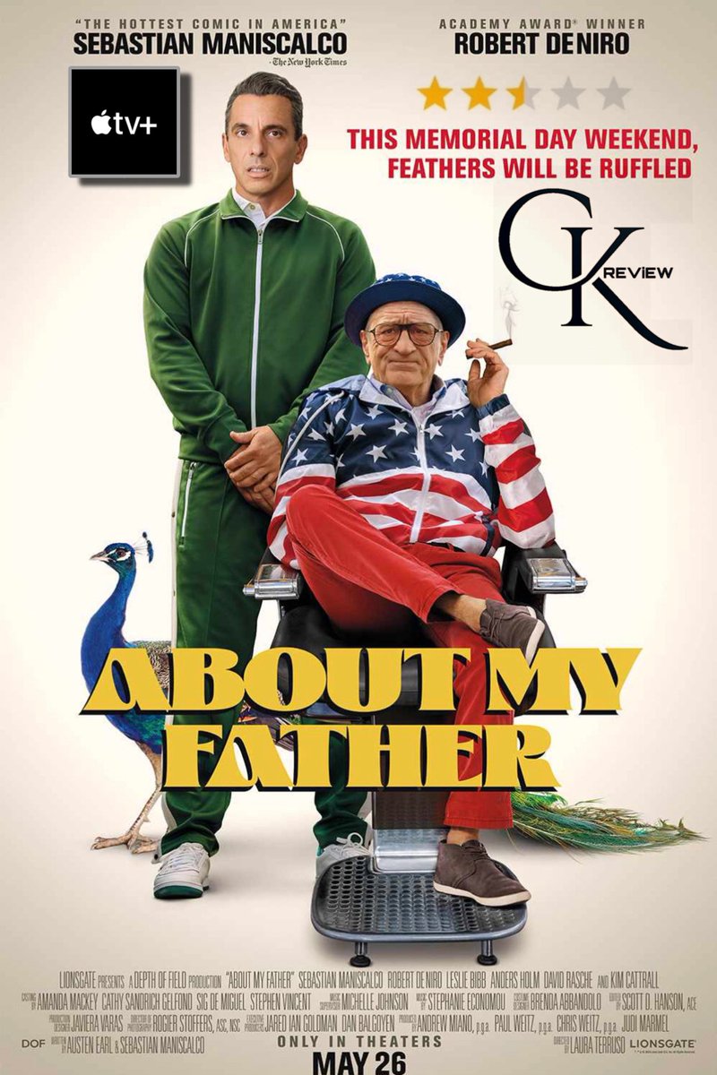 #AboutMyFather (English|2023) - APPLE TV+.

Robert Di Niro - Sebastian combo rocks. Doug character is gud. Couple of comedy scenes r truly ROFL (water sport) . But most scenes r regular, unexciting drama. Predictable Narration. Neither Great nor Bad. AVERAGE Family Comedy Drama!