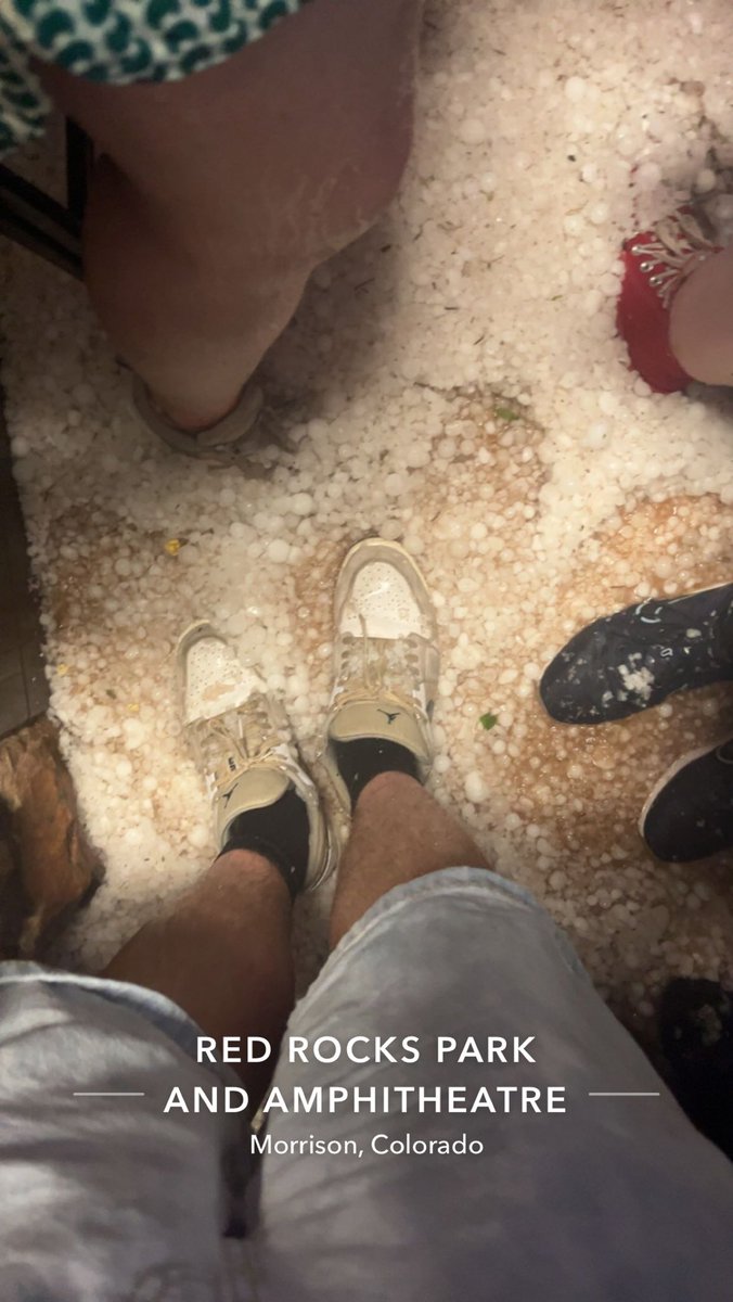 BayouBuff's tweet image. Went to @RedRocksCO today with my sister for an early birthday present. We got decimated by hail and had to take shelter in the women’s restroom. Got smacked a bunch and my head hurts but made it to the car and on the way home. #redrocks