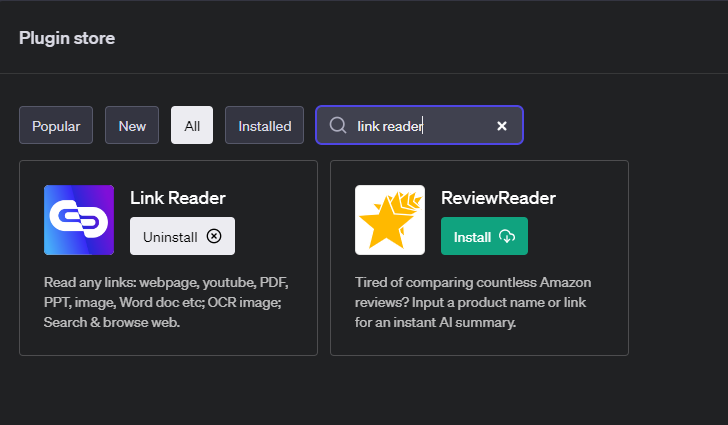 diceMachine_'s tweet image. 一時的に使えなくなっていたのでしょうか
無事インストールできました
#LinkReader #ChatGPT