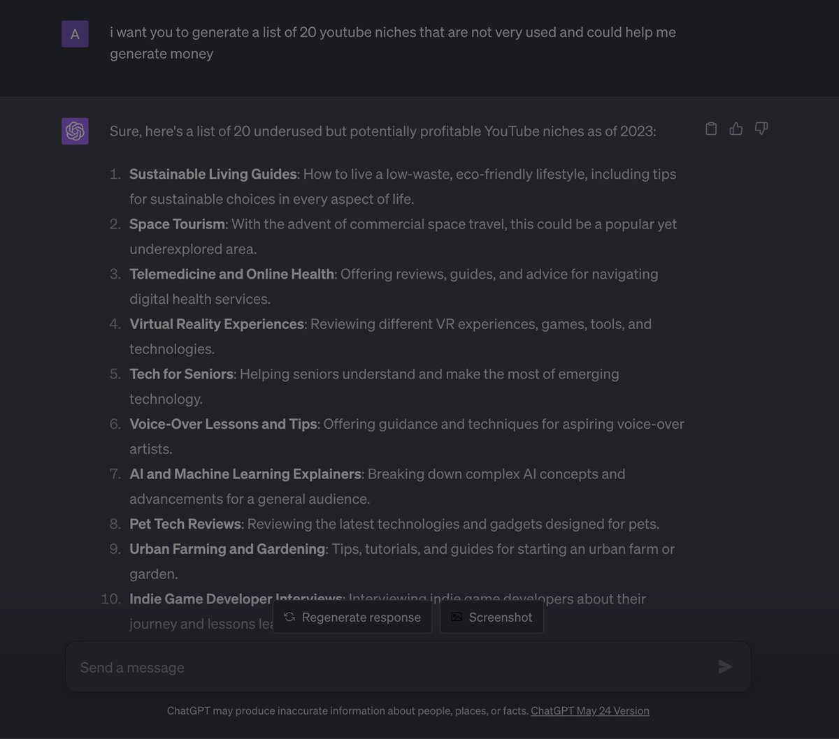 ethical8888's tweet image. First stop, finding your YouTube niche! With #ChatGPT by @OpenAI, you can explore trendy topics, analyze what&apos;s hot🔥, and carve out your unique space on YouTube. 

Your future audience awaits!

 #AIInContent