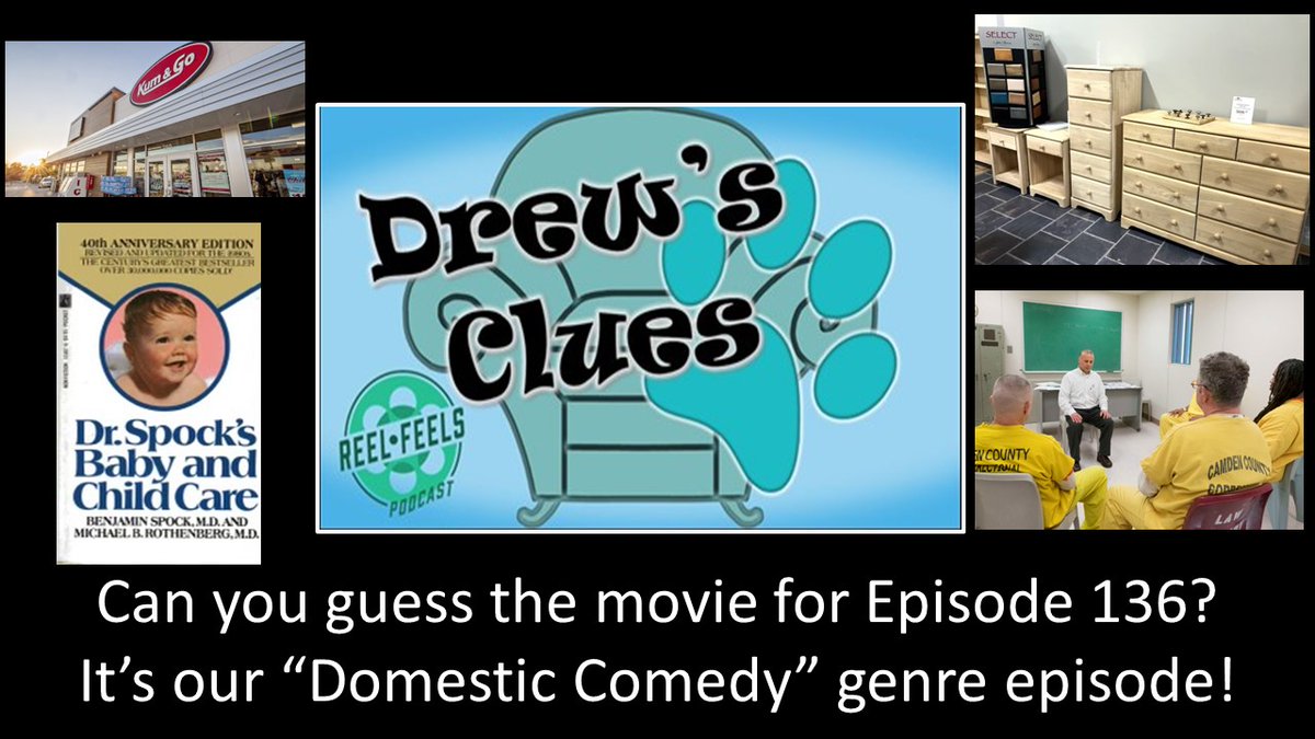 They're a bit late, but #DrewsClues are here!  This is for Episode 136 and our #DomesticComedy genre!  

Can you guess what movie we're reviewing? 
#ReelFeels #WLIPodPeeps #MoviePod #FilmTwitter