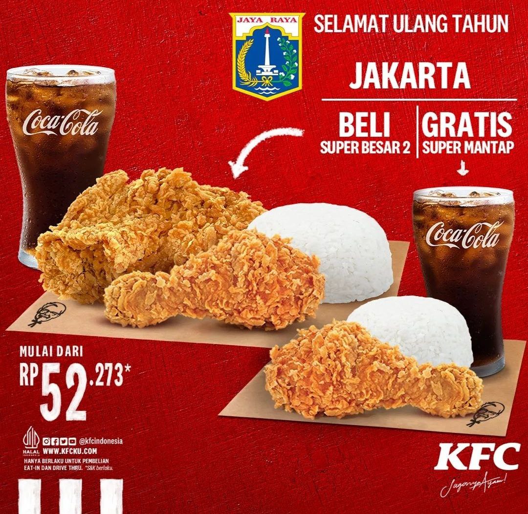 KFC Promo Ulang Tahun Jakarta
Beli Super Besar 2 Gratis Super Mantap

• Berlaku di store KFC Jakarta
• Berlaku untuk makan di tempat dan drive thru

#HUTJakarta496 #hutjakarta #HUTDKIJakarta #SelamatUlangTahun #Titan #explosion #Titanic #submarinemissing #TitanicRescue #Bitcoin