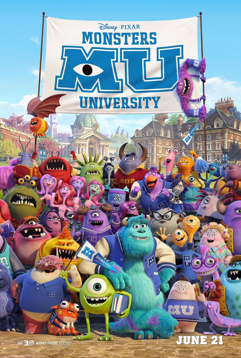 🎬MOVIE HISTORY: 10 years ago today, June 21, 2013, the movie ‘Monster University’ opened in theaters!

#JohnGoodman @BillyCrystal #SteveBuscemi @PEETSOWN #JoelMurray @SeanHayes @DaveSFoley #CharlieDay #HelenMirren #AlfredMolina @NathanFillion #AubreyPlaza @MrDanScanlon @Pixar