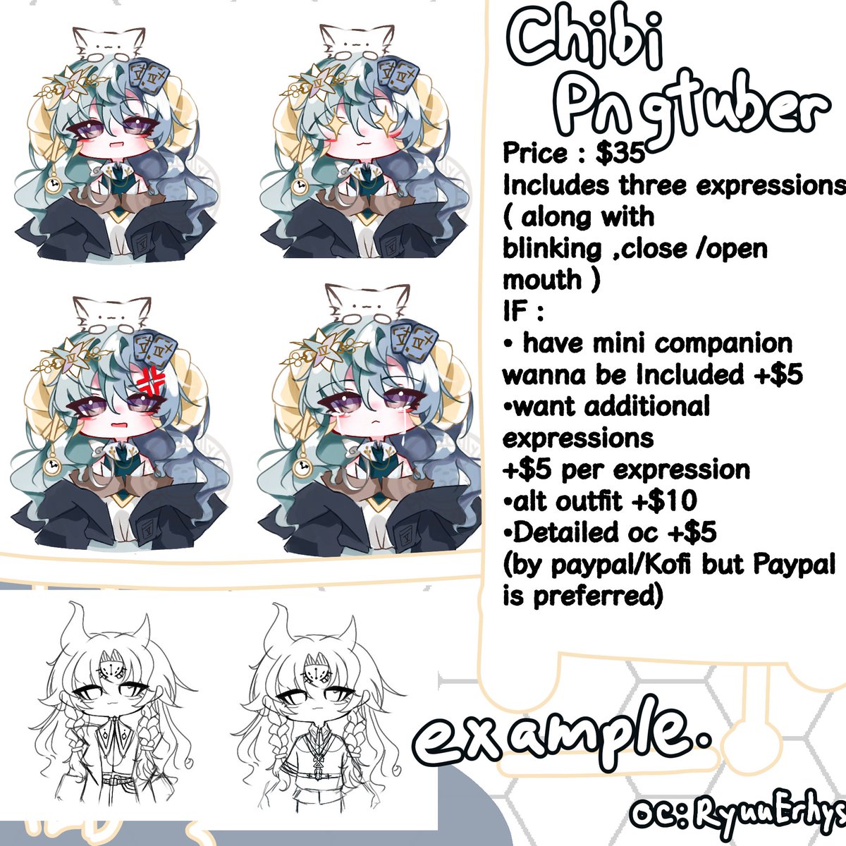 commission sheet!!!
Dm to order !!!!
#commissionsopen #pngtuber #chibiart #chibi #commissions #Commission #artmoots ( boost very appreciated !!)