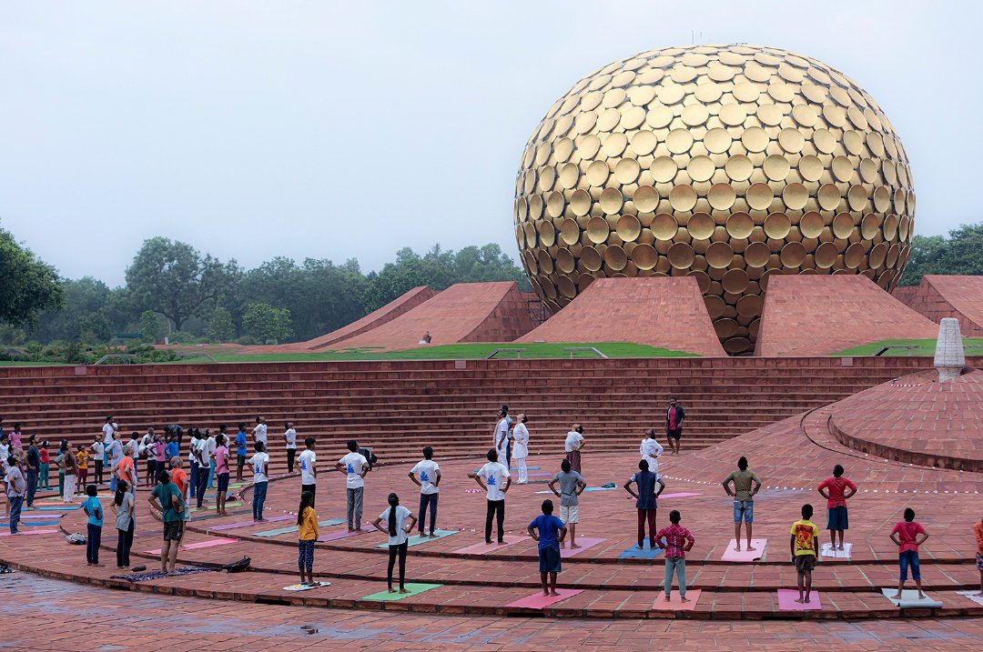 Yoga Day morning at Matrimandir. #Auroville #YogaDay