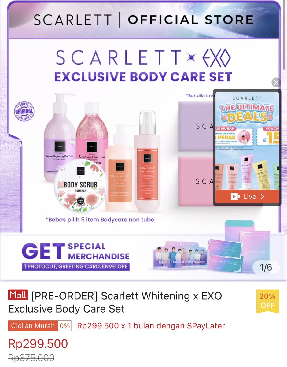 PRE-ORDER] Scarlett Whitening x EXO Exclusive Body Care Set 
shope.ee/10YR5iXwsk