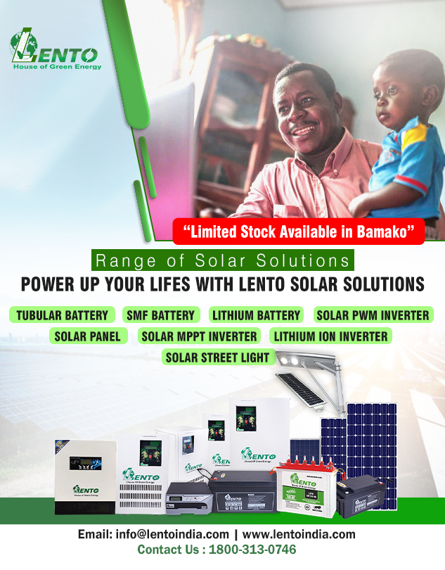 Lento (@lento29716355) on Twitter photo Range of Solar Solutions
POWER UP YOUR LIFES WITH LENTO SOLAR SOLUTIONS
“Limited Stock Available in Bamako”
Get Quotation Now For Solar & Power Backup Products.
Call: 1800-313-0746
Visit on - lentoindia.com
Email On - info@lentoindia.com
#TubularBattery #LentoBattery Range of Solar Solutions
POWER UP YOUR LIFES WITH LENTO SOLAR SOLUTIONS
“Limited Stock Available in Bamako”
Get Quotation Now For Solar & Power Backup Products.
Call: 1800-313-0746
Visit on - lentoindia.com
Email On - info@lentoindia.com
#TubularBattery #LentoBattery
