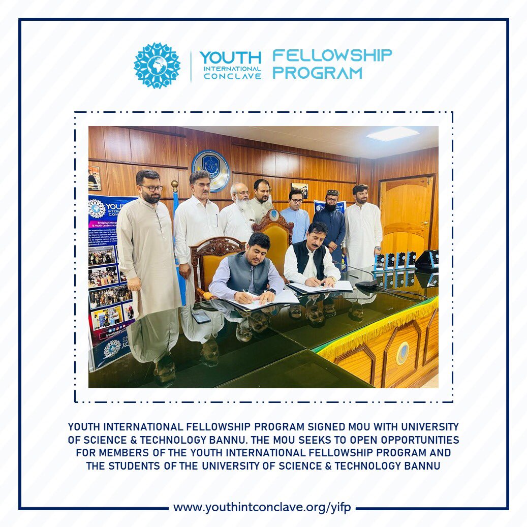 We are delighted to unveil the official signing of a Memorandum of Understanding (MOU) between Youth International Conclave and the University of Sciences and Technology Bannu (UST Bannu). UST Bannu, a newly established Public Sector University in Khyber Pakhtunkhwa.