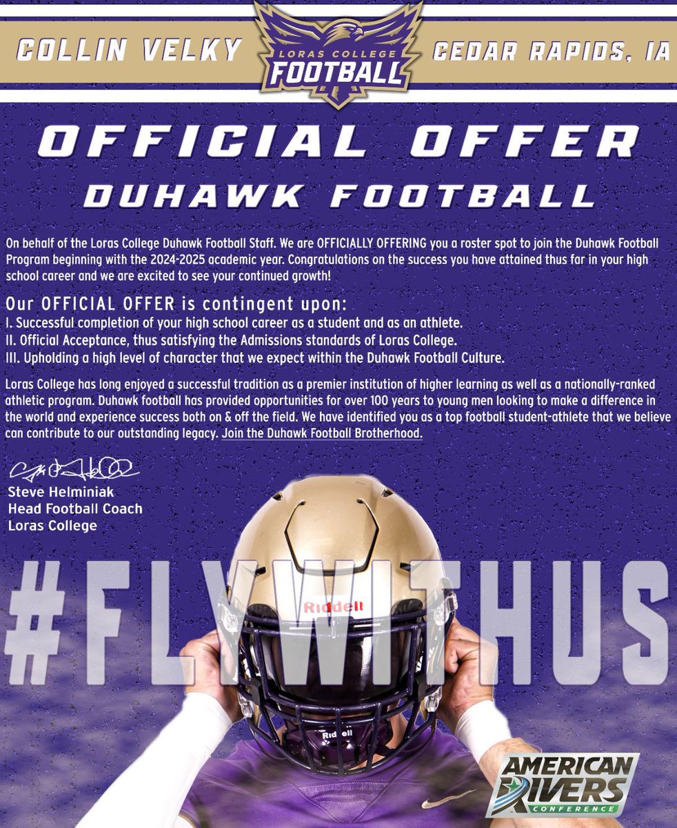Kyle Knock (@knock93) on Twitter photo Congratulations to <a href="/Collinvelky07/">Collin Velky</a> on receiving an offer to play football at Loras College! Congratulations to <a href="/Collinvelky07/">Collin Velky</a> on receiving an offer to play football at Loras College!