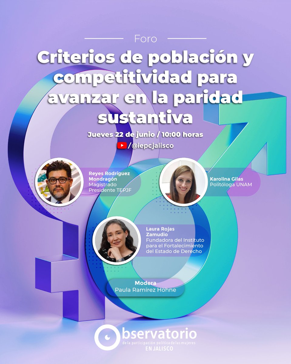 iepcjalisco's tweet photo. Desde el @OPPM_Jalisco les invitamos a seguir el foro de criterios de población y competitividad para avanzar en la paridad sustantiva.  

📅22 de junio
💻Sigue la transmisión en vivo en https://t.co/pwuwrZXFcf

 #TuVoZEsElPoder https://t.co/TjPo4JUwR9