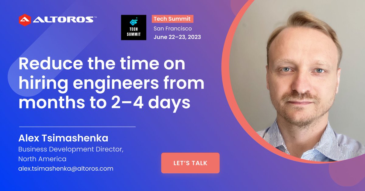 Planning to attend #TechSummitSF? We’re giving away a few spare tickets if you want to discuss your project challenges in person. Connect with Alex Tsimashenka to get your ticket and find us at booth B2:

linkedin.com/in/alextsimash…

The summit's agenda:

techsummit.tech/TechSummitSF#/…