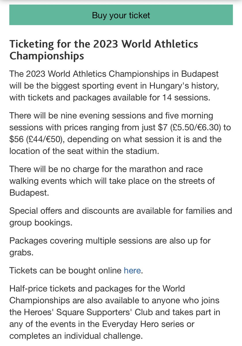How to fill a stadium in track and field:
Tickets for the World Championships start at $7! You can get a full package of morning and evening sessions for all nine days at $487 🎟️
