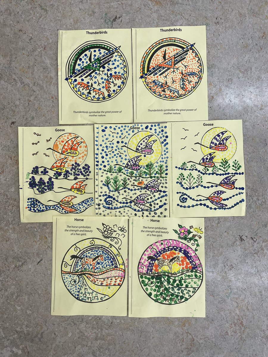 The Grade 3s and I tried some Métis dot art for National Indigenous Peoples’ Day! I think their work turned out pretty great!