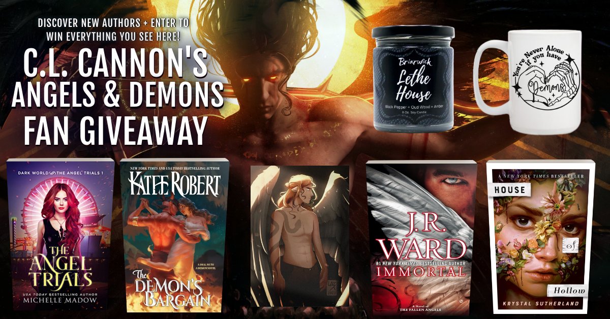 😇 Fans of #Angels &amp; #Demons, you're in luck! Enter to win our #giveaway for a chance at 4 bestselling books + merch! 😈
✨ Enter: bit.ly/angdems ✨
🔥 #Win #TheAngelTrials, #TheDemonsBargain, #Immortal, &amp; #HouseOfHollow + art print, candle, &amp; coffee mug! 🔥