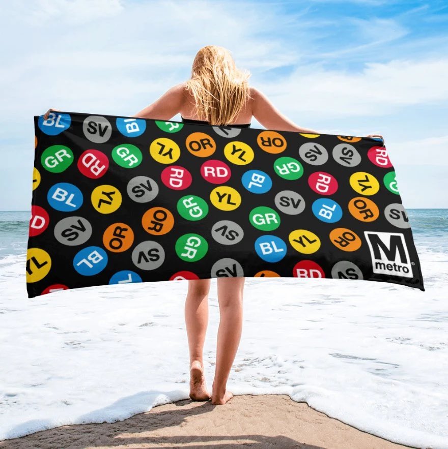 wmataGM's tweet image. And in case you all were wondering the Metro Store does have some amazing gifts/merch like this summer time beach towel that I just bought. dcmetrostore.com/products/washi…