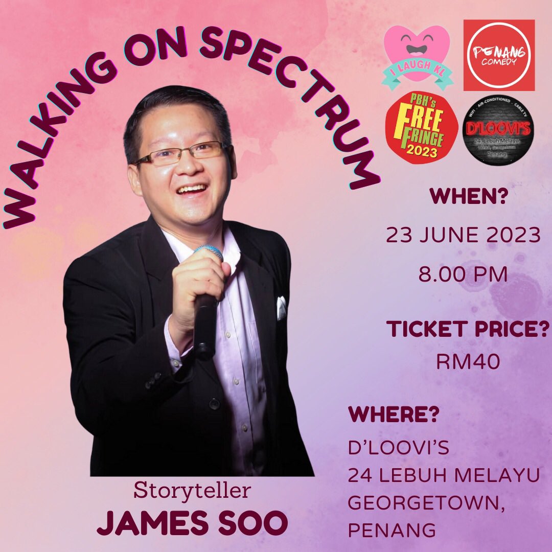 mxjulianaheng's tweet photo. Counting Down : 1 MORE DAY to Walking on Spectrum @ Penang 🎆
James Soo will tug your heartstrings with his life story. 💪
Get your tickets 🎟 here :
https://t.co/7JoJGeOPhF
#walkingonspectrum #penangcomedy #dloovis #ilaughkl #standupcomedy #mxjulianaheng #jamessoocomedy https://t.co/c3CwKqpqoQ