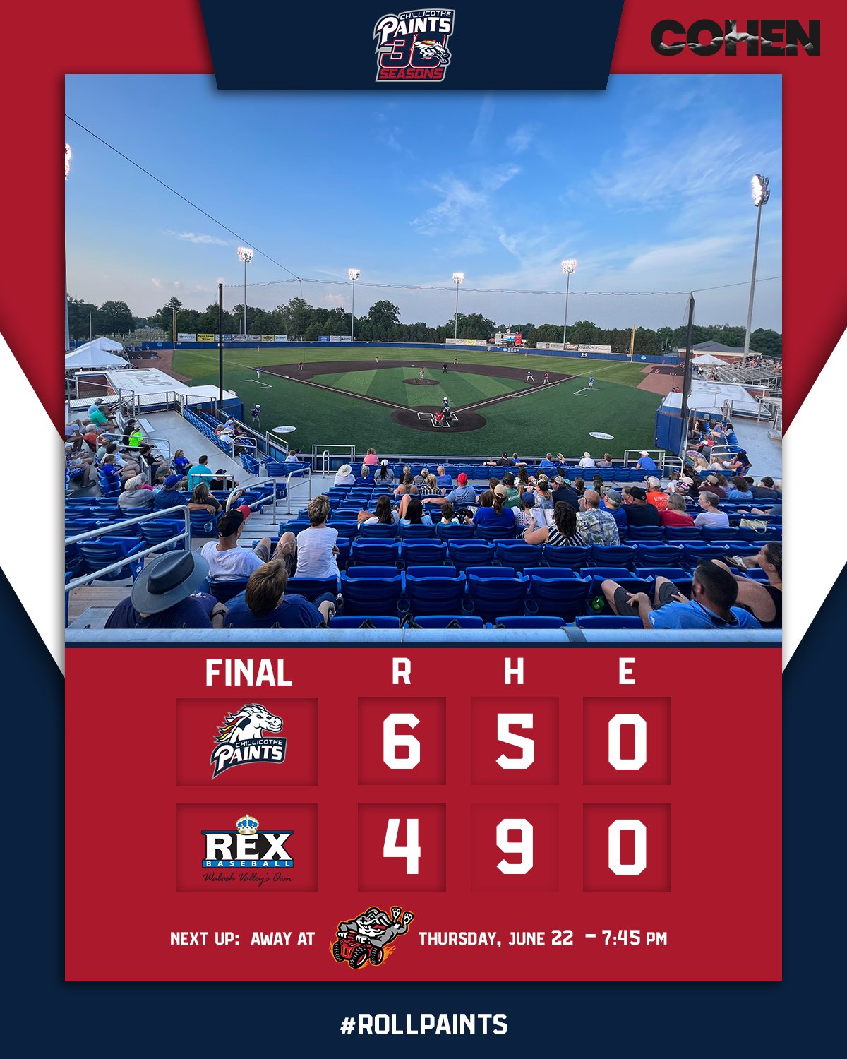 Chillicothe Paints🏆🏆🏆 on Twitter "PAINTS WIN!!! Sean Kolenich hit a